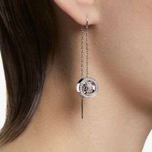 Hollow drop earrings
Long, White, Rhodium plated